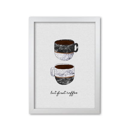 But First Coffee II Print By Orara Studio, Framed Kitchen Wall Art White Grain