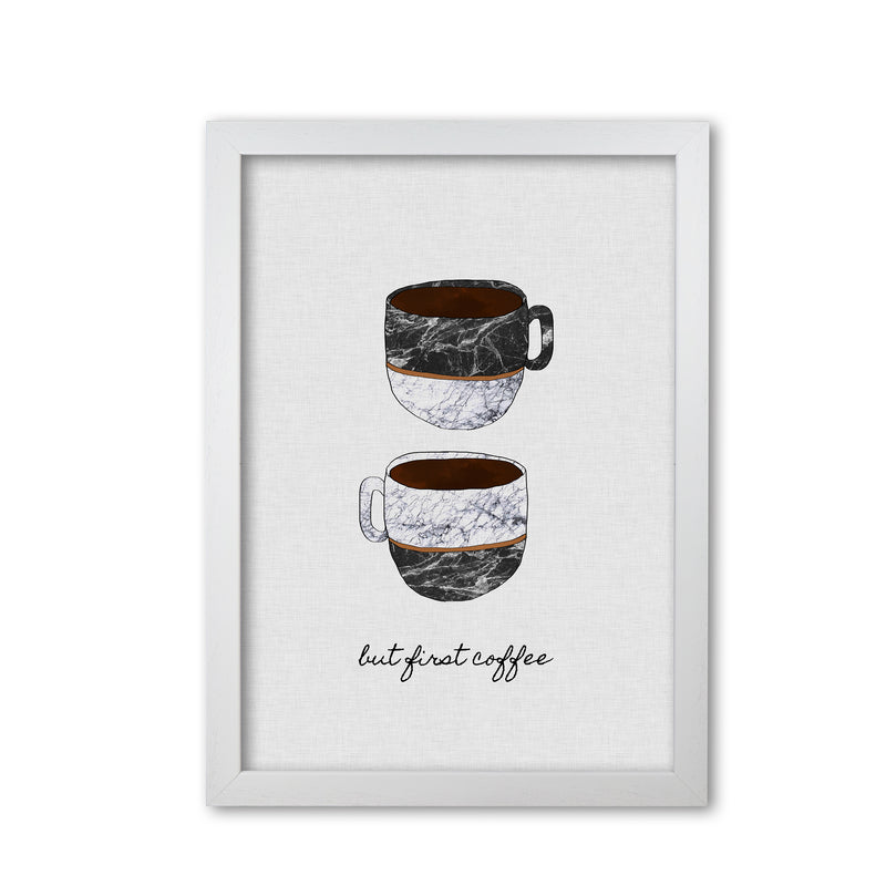 But First Coffee II Print By Orara Studio, Framed Kitchen Wall Art White Grain