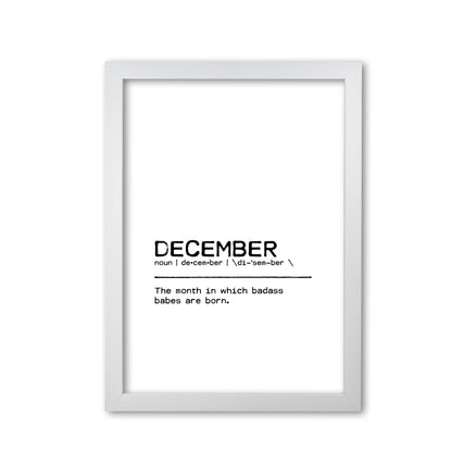 December Badass Definition Quote Print By Orara Studio White Grain