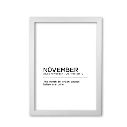 November Badass Definition Quote Print By Orara Studio White Grain