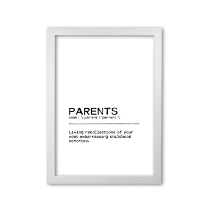 Parents Memories Definition Quote Print By Orara Studio White Grain