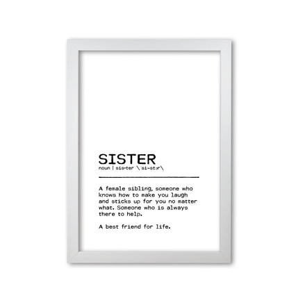 Sister Best Friend Definition Quote Print By Orara Studio White Grain