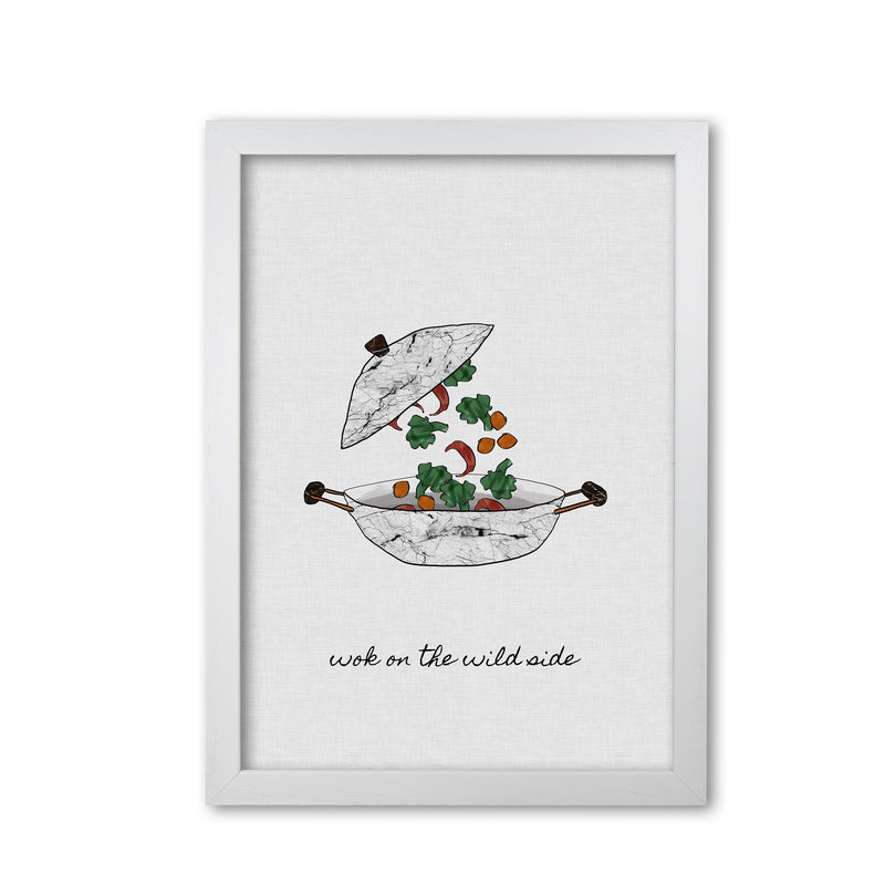 Wok On The Wild Side Print By Orara Studio, Framed Kitchen Wall Art White Grain