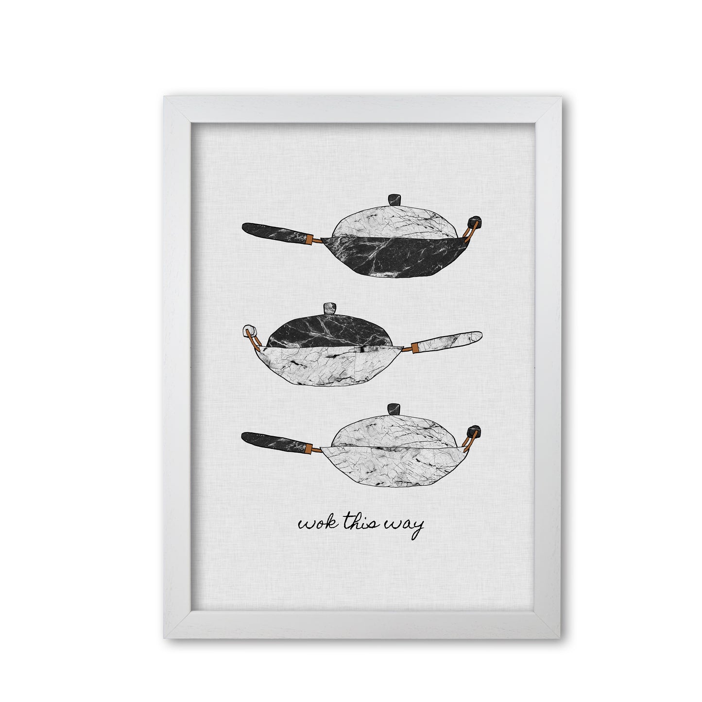Wok This Way Print By Orara Studio, Framed Kitchen Wall Art White Grain