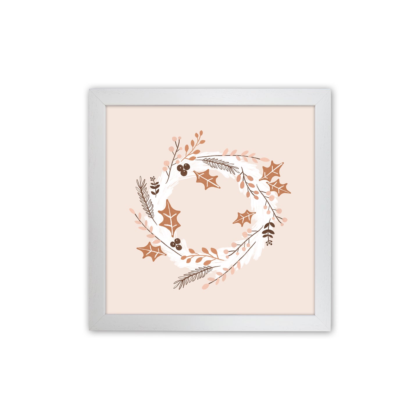 Christmas Wreath Christmas Art Print by Orara Studio White Grain