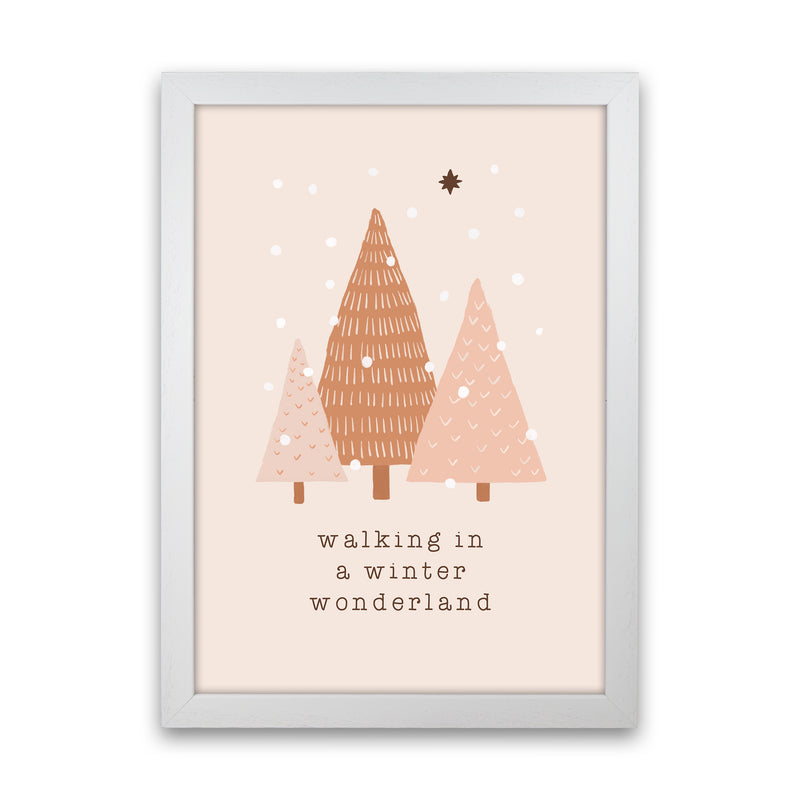 Walking In A Winter Wonderdland Christmas Art Print by Orara Studio White Grain