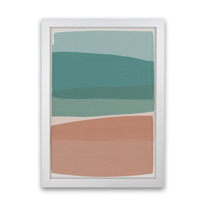 Modern Turquoise and Pink Abstract Art Print by Orara Studio White Grain