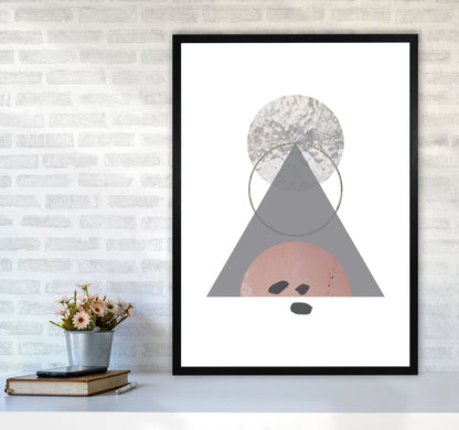 Peach, Sand And Glass Abstract Triangle Modern Print A1 White Frame