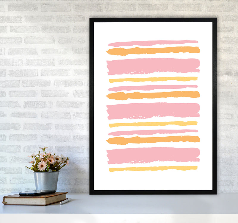 Pink Contrast Abstract Stripes Modern Print A1 White Frame