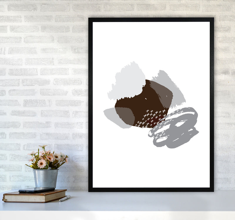 Grey And Black Mismatch Abstract Modern Print A1 White Frame