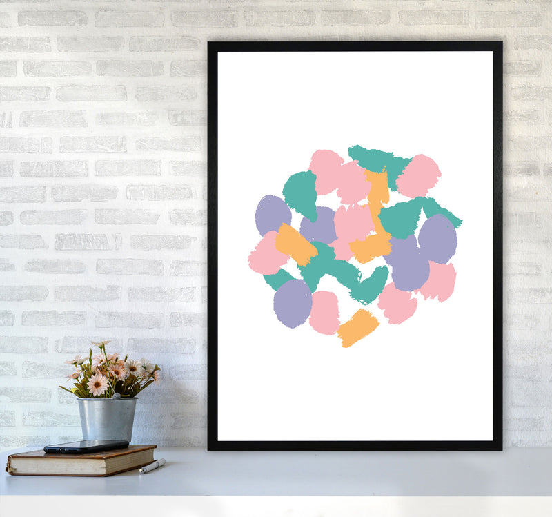 Pink Abstract Paint Splodge Modern Print A1 White Frame