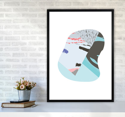 Teal Abstract Patterns Shape Modern Print A1 White Frame