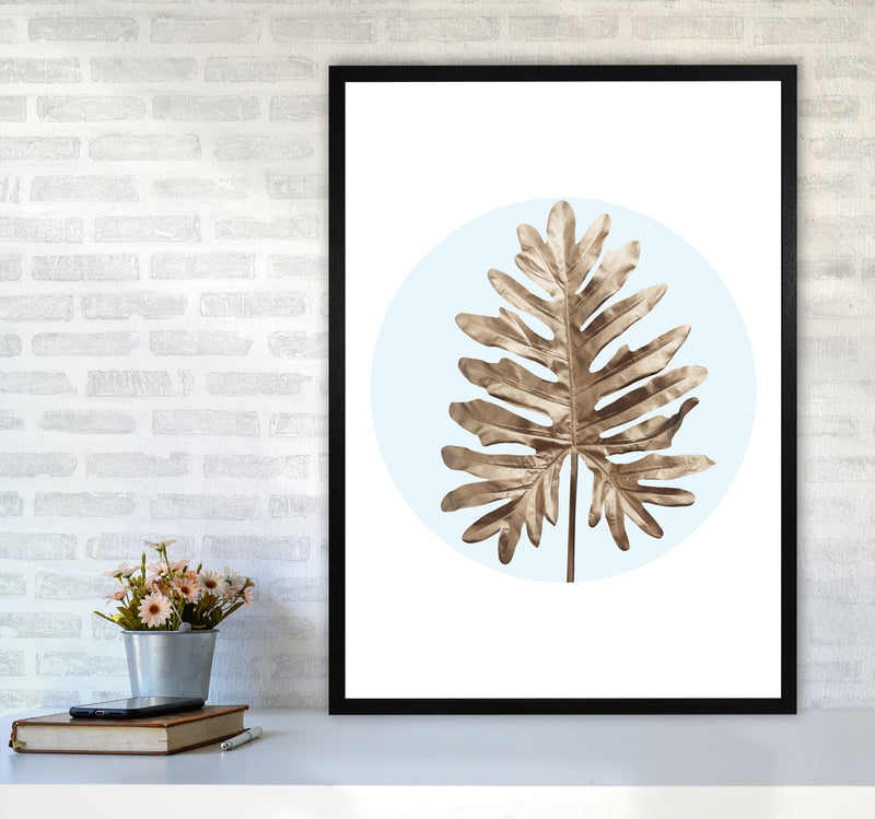 Abstract Blue Leaf Modern Print, Framed Botanical & Nature Art Print A1 White Frame
