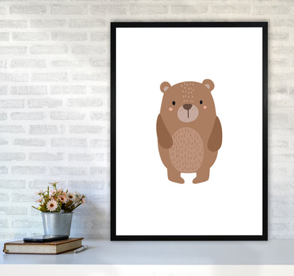 Children&#39;s Animals, Bear Modern Print A1 White Frame