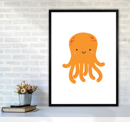 Children&#39;s Animals, Octopus Modern Print A1 White Frame