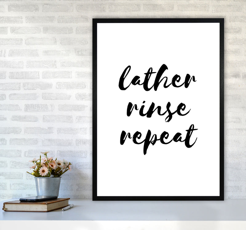 Lather Rinse Repeat, Bathroom Modern Print, Framed Bathroom Wall Art A1 White Frame