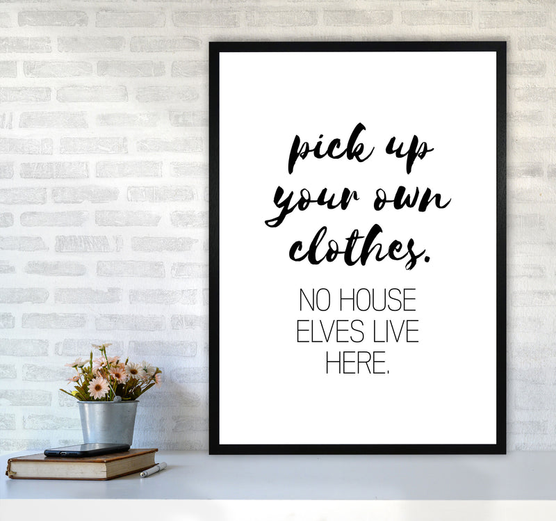 House Elves, Bathroom Framed Typography Wall Art Print A1 White Frame