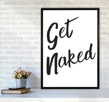 Get Naked 2, Bathroom Modern Print, Framed Bathroom Wall Art A1 White Frame