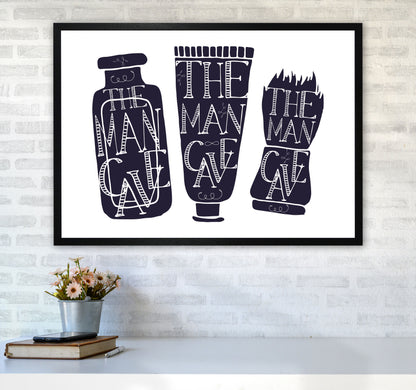 The Man Cave 4 Modern Print, Framed Bathroom Wall Art A1 White Frame