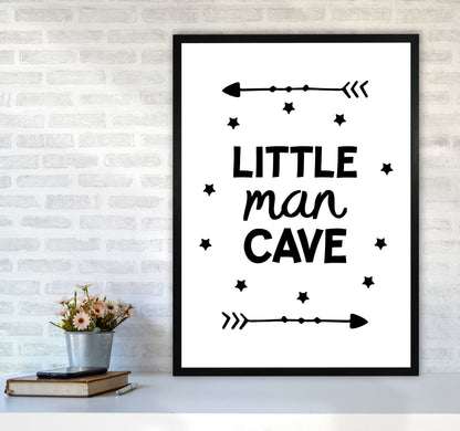 Little Man Cave Black Arrows Framed Nursey Wall Art Print A1 White Frame