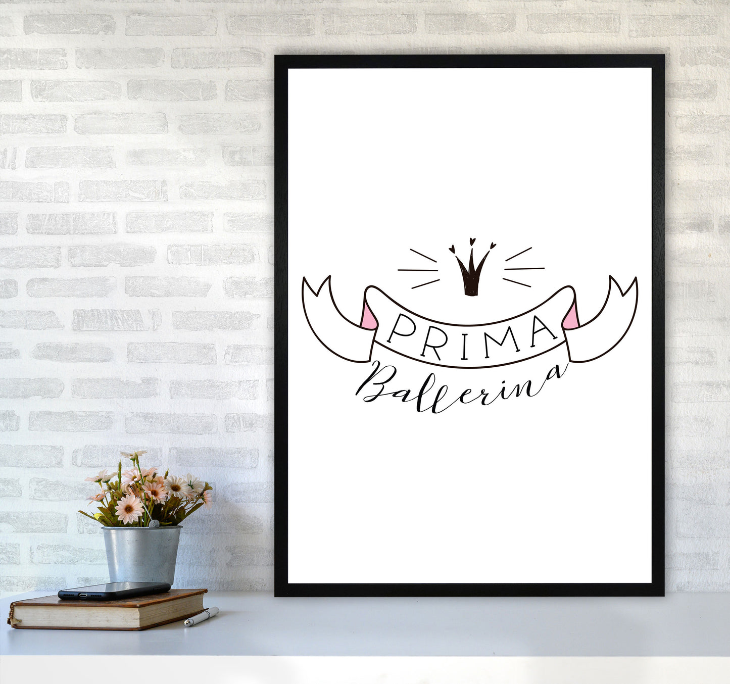 Prima Ballerina Framed Nursey Wall Art Print A1 White Frame