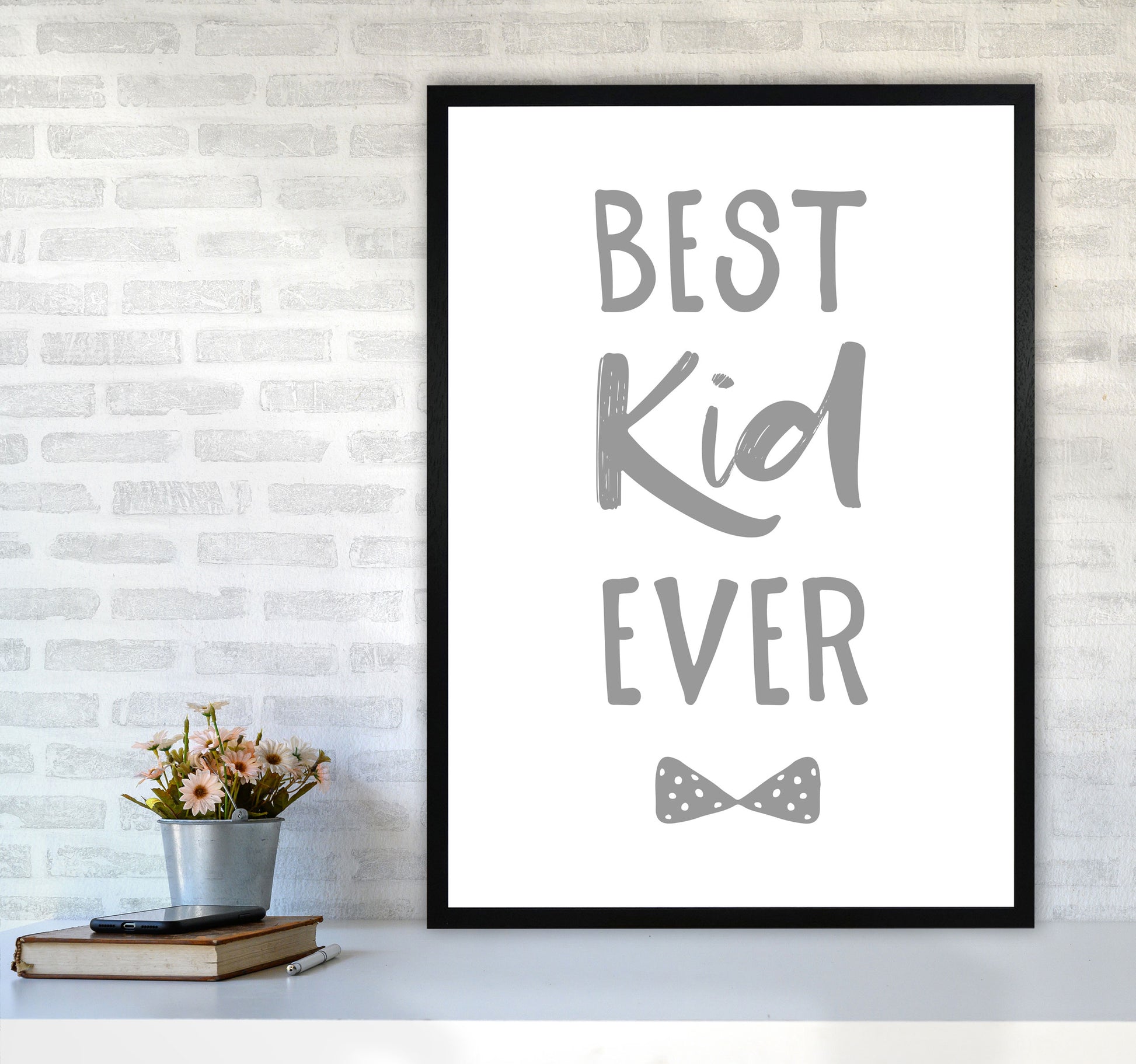 Best Kid Ever Grey Framed Nursey Wall Art Print A1 White Frame