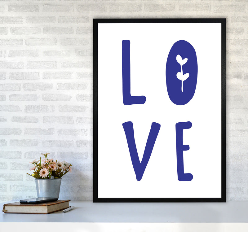 Love Navy Framed Typography Wall Art Print A1 White Frame
