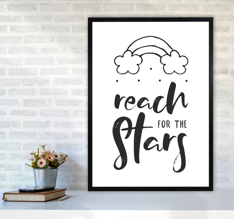 Reach For The Stars Black Modern Print A1 White Frame