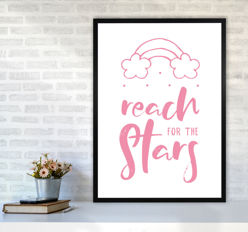 Reach For The Stars Pink Modern Print A1 White Frame