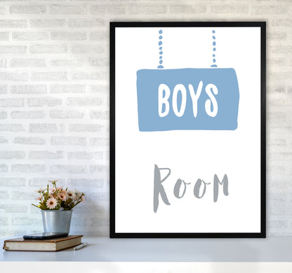 Boys Room Blue Framed Nursey Wall Art Print A1 White Frame