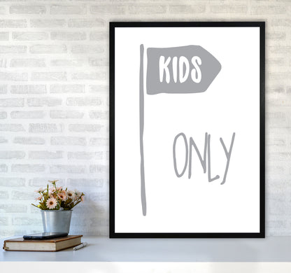 Kids Only Grey Framed Nursey Wall Art Print A1 White Frame