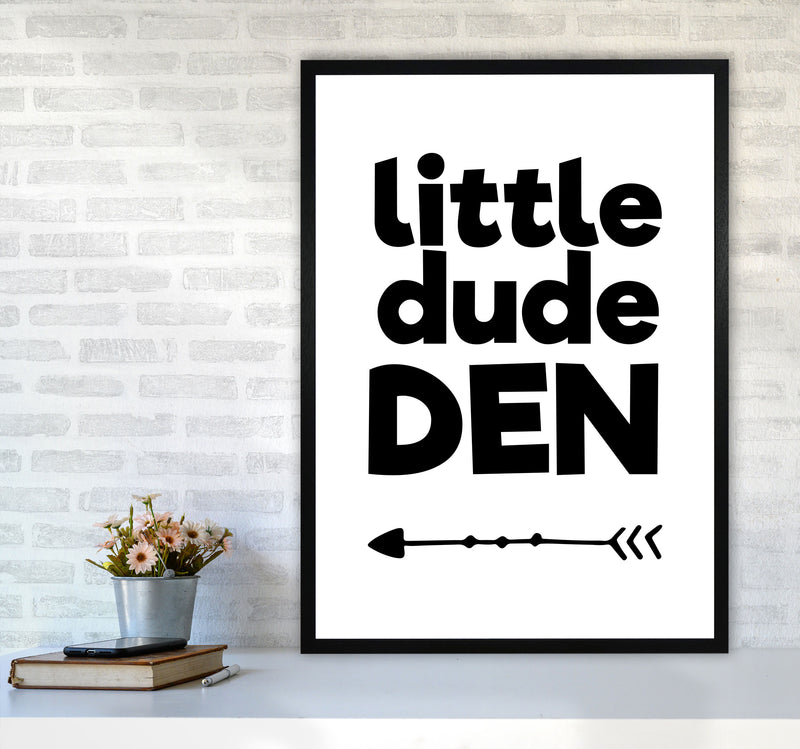Little Dude Den Black Framed Nursey Wall Art Print A1 White Frame