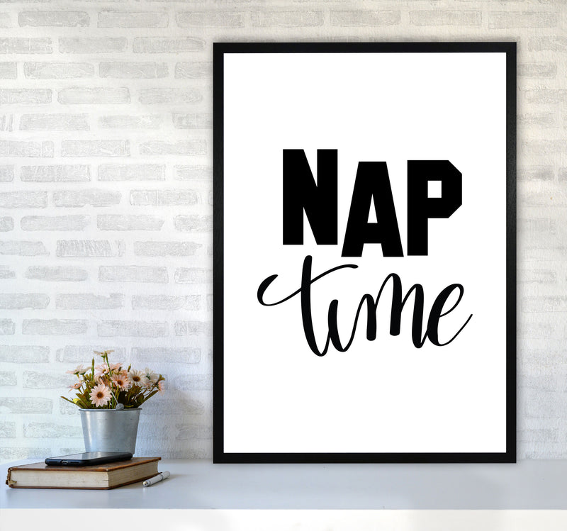 Nap Time Black Framed Typography Wall Art Print A1 White Frame