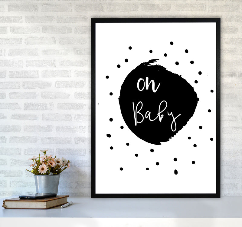 Oh Baby Black Framed Typography Wall Art Print A1 White Frame