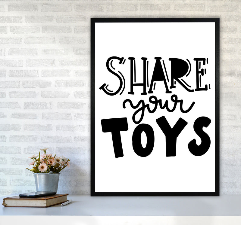 Share Your Toys Framed Nursey Wall Art Print A1 White Frame