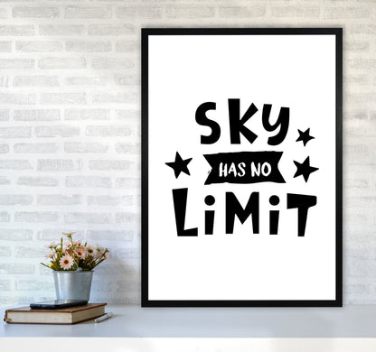 Sky Has No Limit Framed Nursey Wall Art Print A1 White Frame