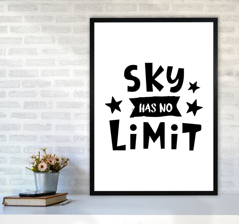 Sky Has No Limit Framed Nursey Wall Art Print A1 White Frame