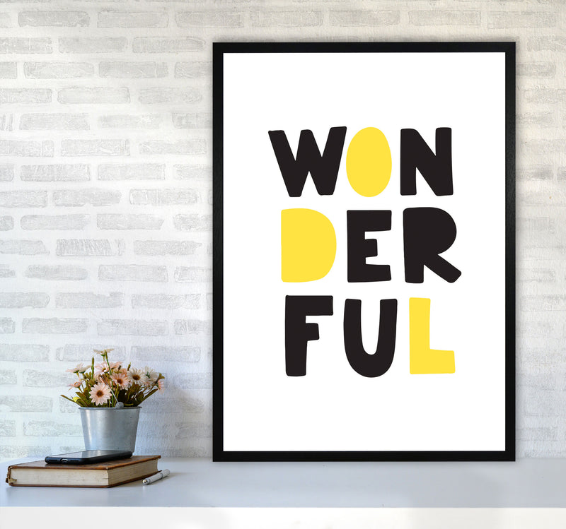 Wonderful Black And Yellow Framed Nursey Wall Art Print A1 White Frame