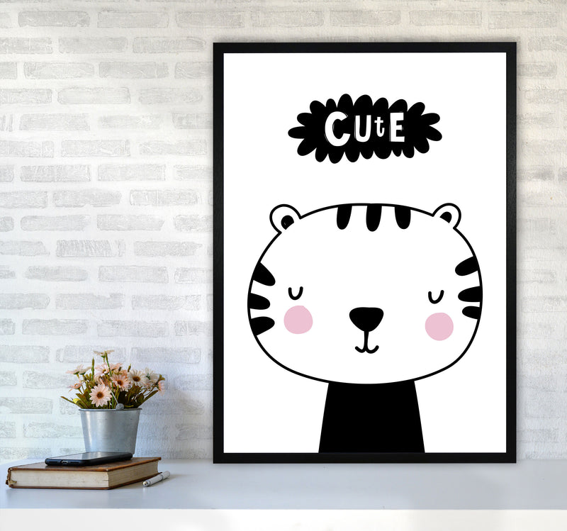 Cute Scandi Tiger Modern Print Animal Art Print A1 White Frame