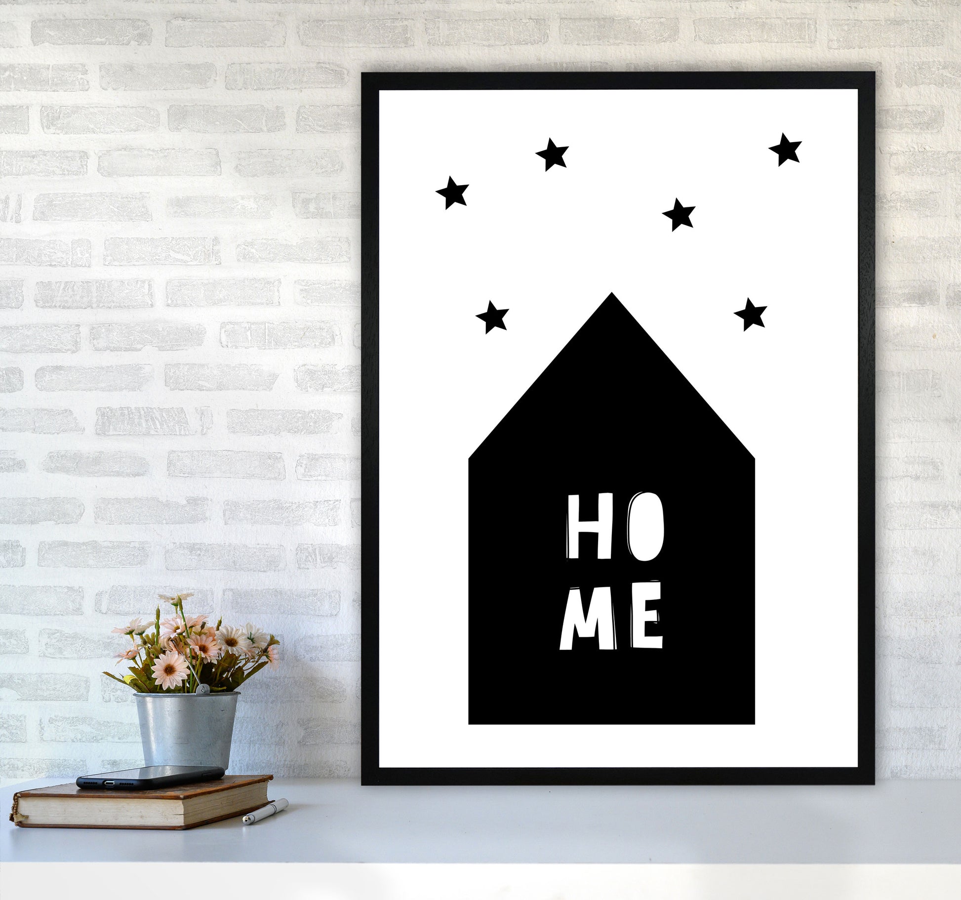 Home Scandi Framed Typography Wall Art Print A1 White Frame