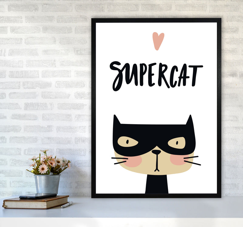 Supercat Framed Nursey Wall Art Print A1 White Frame