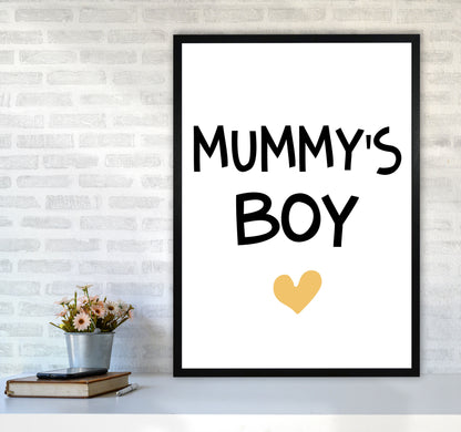 Mummy&#39;s Boy Mustard Framed Nursey Wall Art Print A1 White Frame