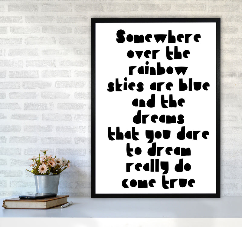 Somewhere Over The Rainbow Black Modern Print A1 White Frame