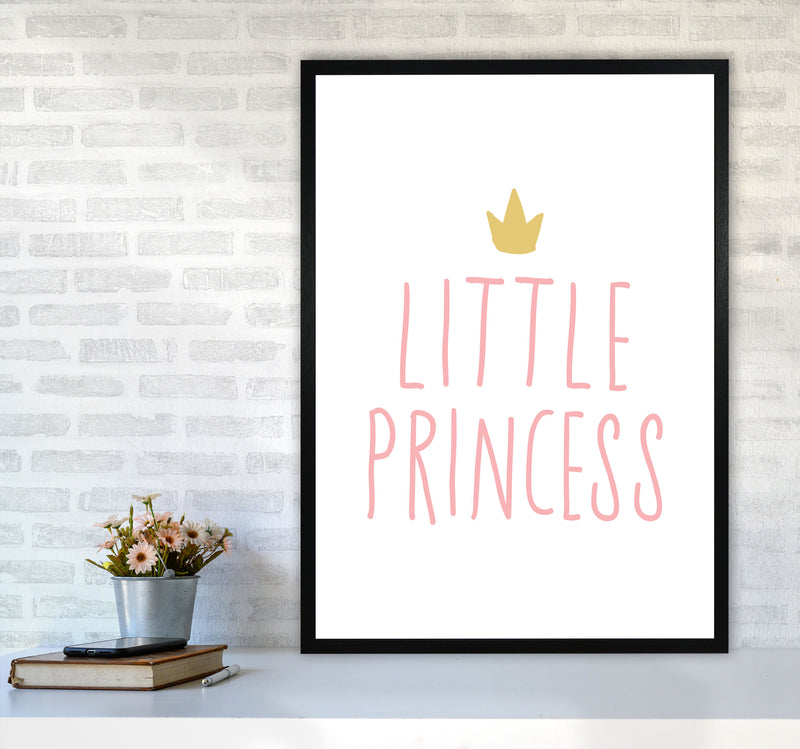 Little Princess Pink And Gold Framed Nursey Wall Art Print A1 White Frame