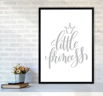 Little Princess Grey Framed Nursey Wall Art Print A1 White Frame