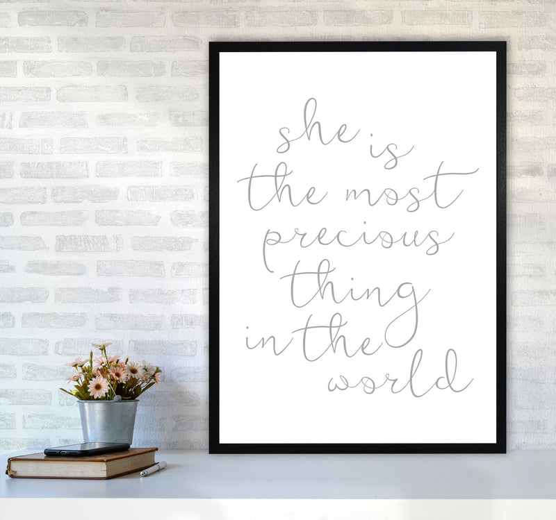She Is The Most Precious Thing Grey Modern Print A1 White Frame