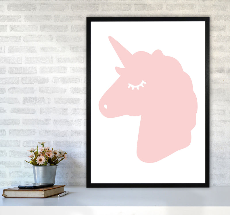 Pink Unicorn Head Modern Print Animal Art Print A1 White Frame