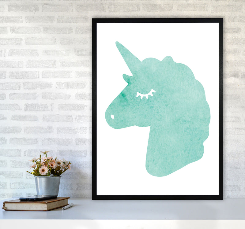 Mint Unicorn Head Modern Print Animal Art Print A1 White Frame