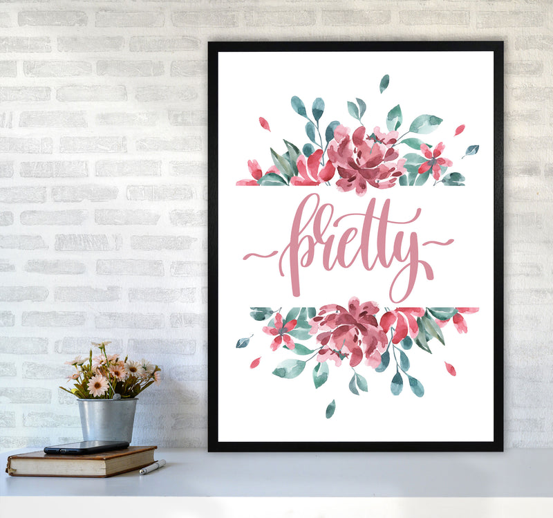 Pretty Pink Floral Framed Typography Wall Art Print A1 White Frame