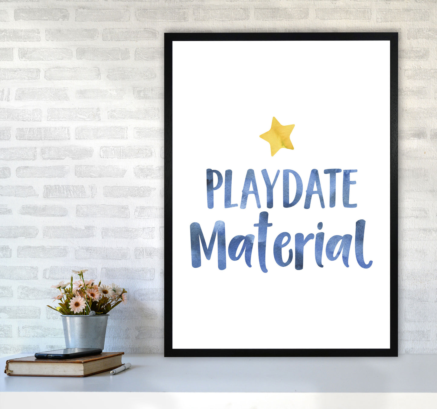 Playdate Material Watercolour Modern Print A1 White Frame